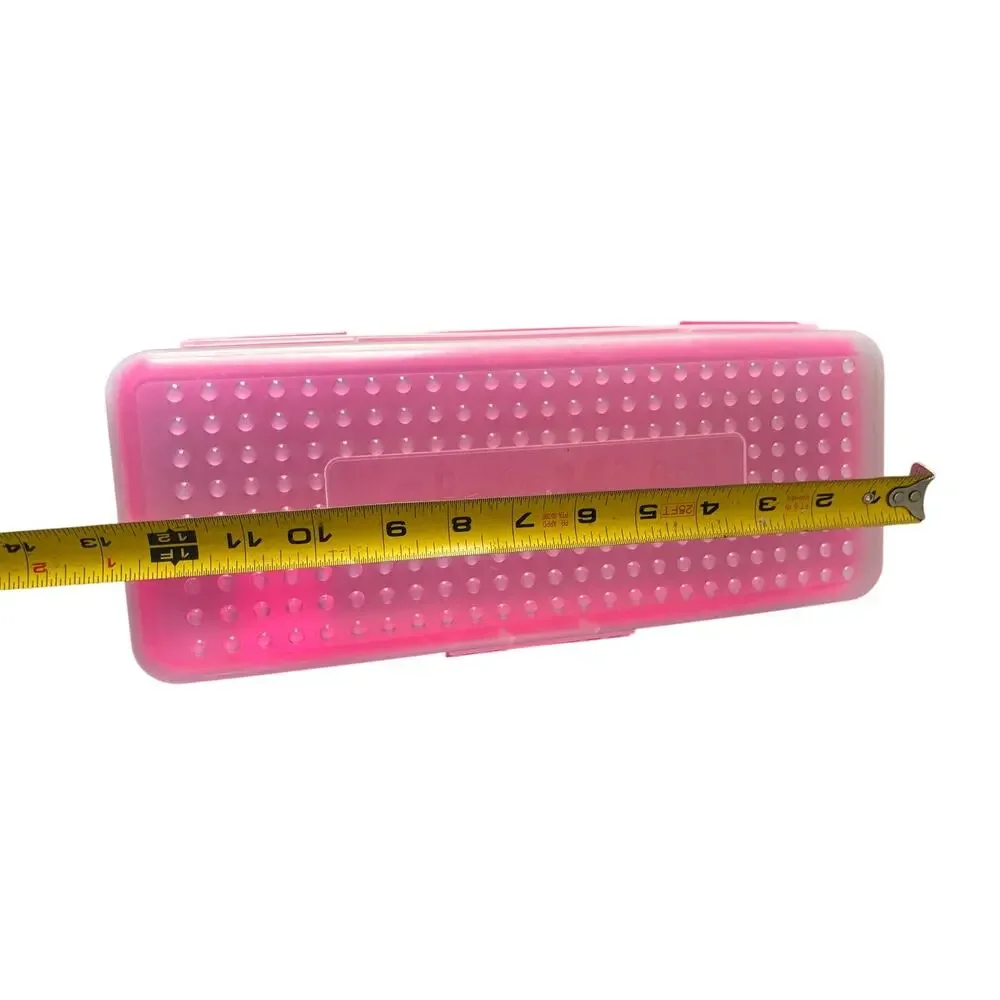 Vintage 1990s SpaceMaker Pink Plastic Pencil Box School Supply Storage Case